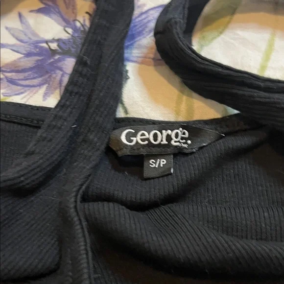 George Black Ribbed Square Neck Bodysuit - Picture 2 of 5